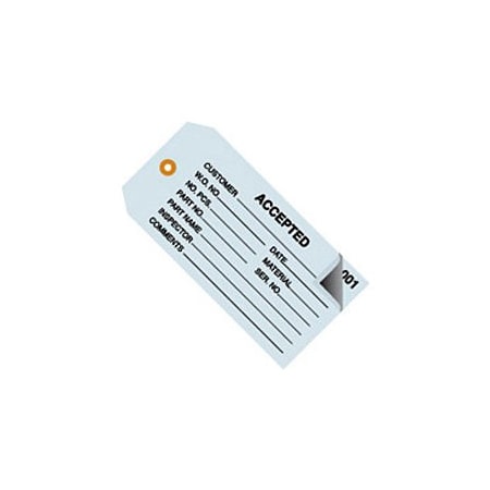 Box Packaging 2 Part Inspection Tag Accepted No 5 4-3/4L x 2-3/8W Blue 500/Pack G21011